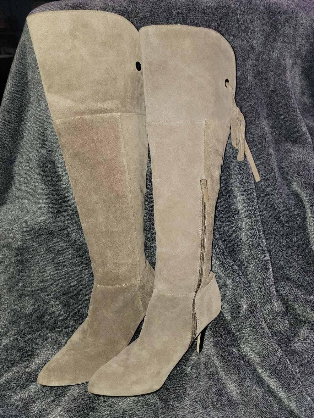 Arturo Chiang Women's Taupe Leather Knee-High Heeled Boots
